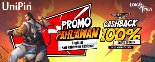 [Promo Pahlawan] Login & Top Up Citrine di UniPin – Dapatkan Cashback 100% UniPin Credits